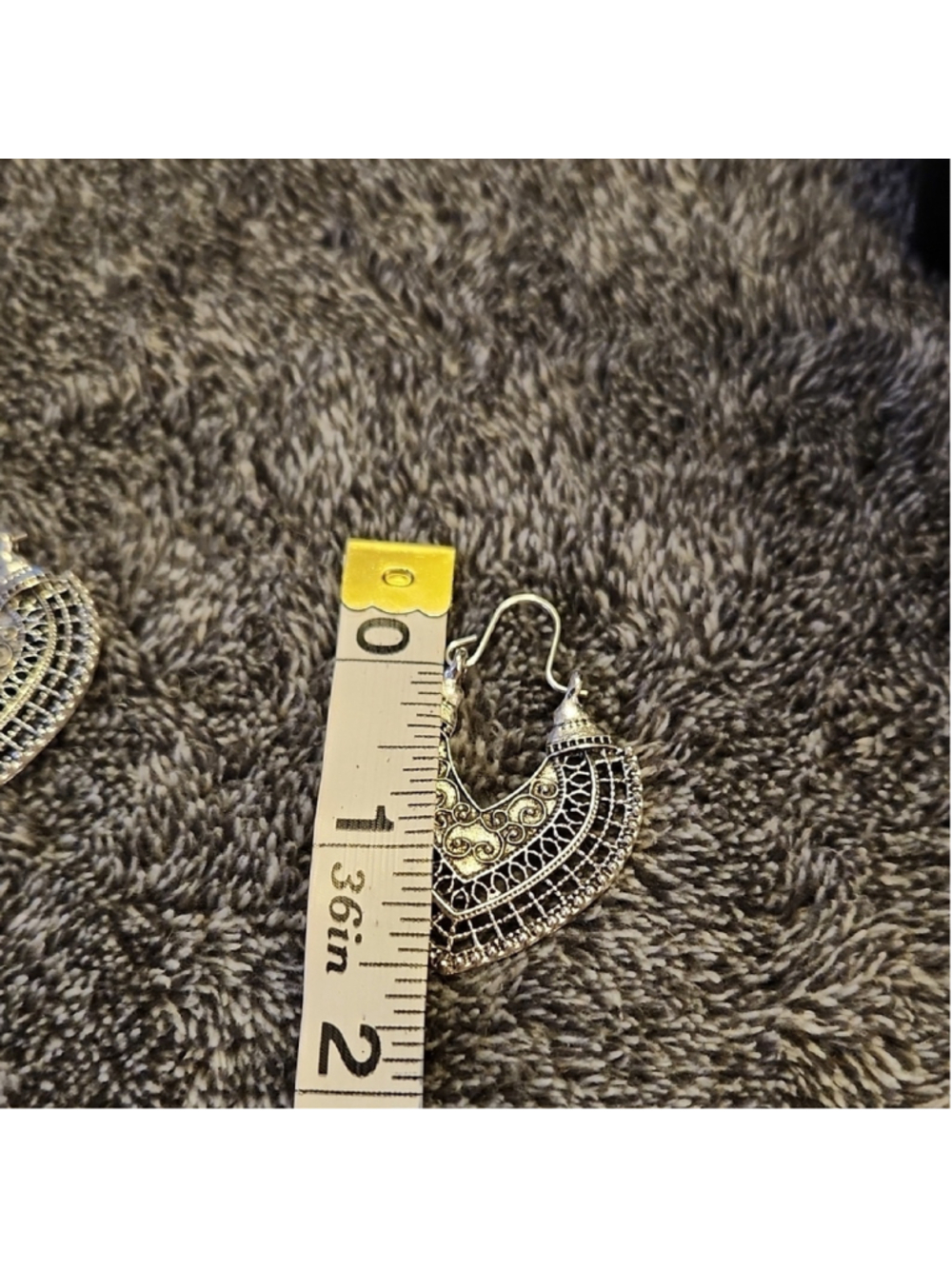 Silver Filigree Teardrop Bohemian Earrings - Picture 5 of 9